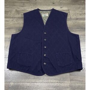 Adirondack Vest Mens XL Navy Blue Quilted Cotton Outdoor Workwear Made USA